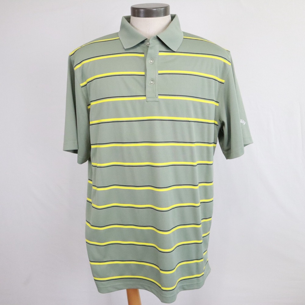 Callaway Polo Shirt Mens XL Performance Golf Green Striped Short Sleeve